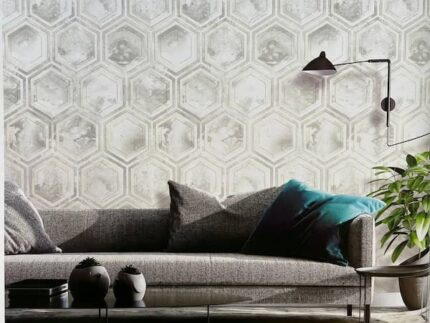 hexagonal geometrical silver decor wallpaper uae