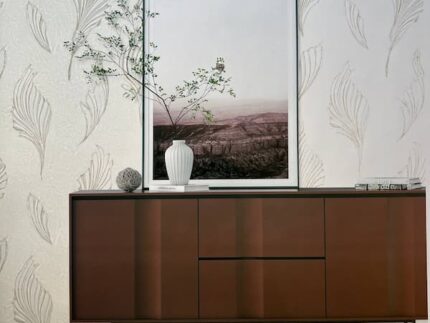 natural theme leaf shiny wallpaper beige