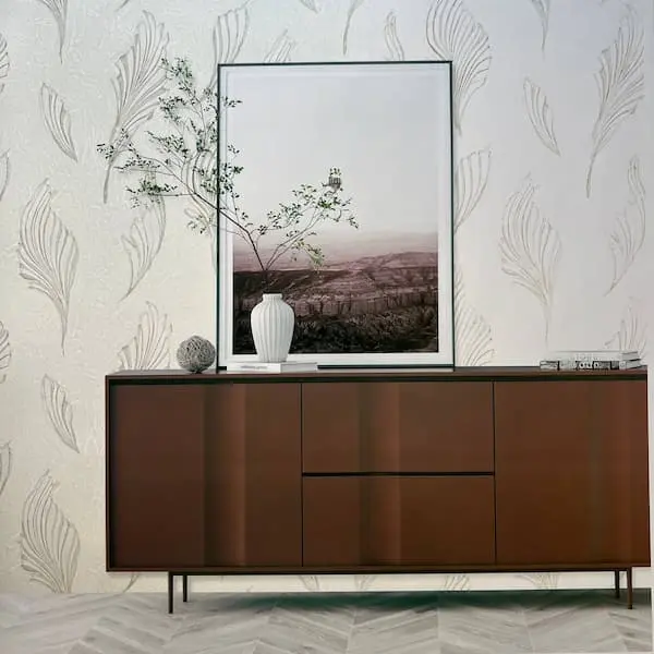 natural theme leaf shiny wallpaper beige