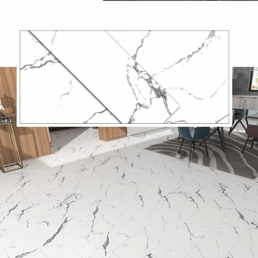 White Marble Vein - Spc Flooring - 2.2 M² Pack - 007 6 أرضيات رخام أبيض مع عروق رمادية، قائمة أسعار الحجر البلاستيكي المركب في دبي وأبو ظبي والشارقة