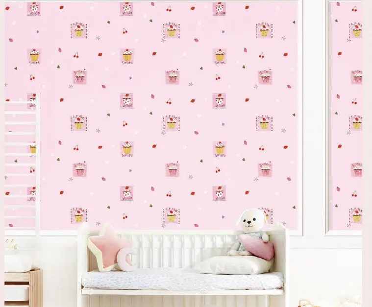 Pink cupcake wallpaper for girls bedroom in Dubai