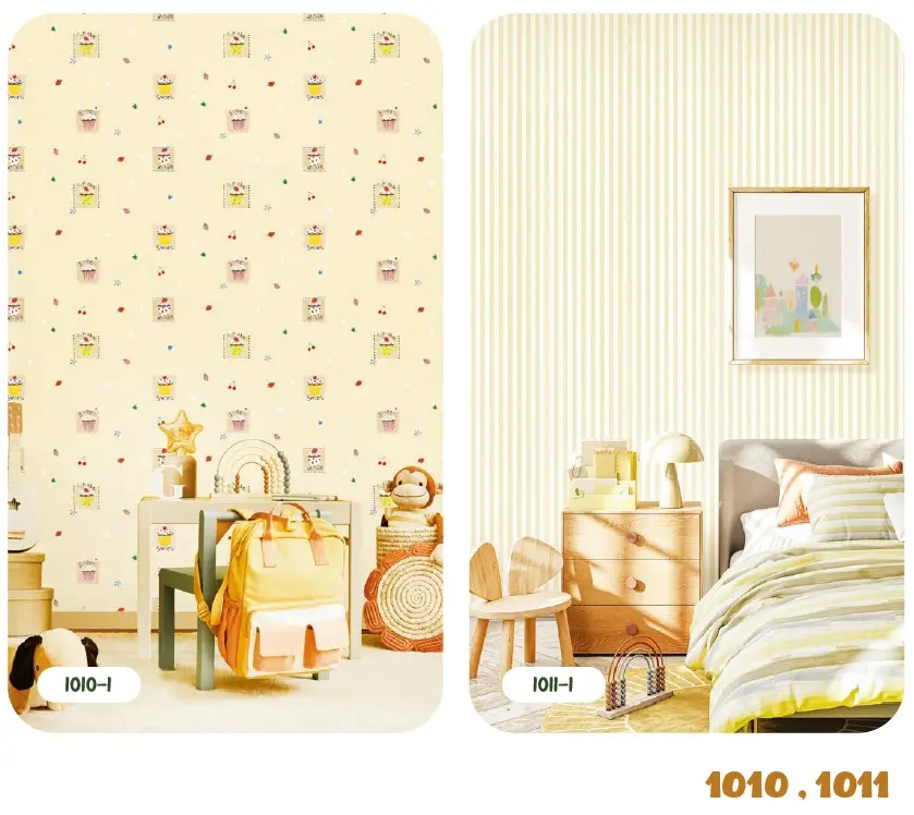 Yellow cupcake wallpaper for kids room in Dubai