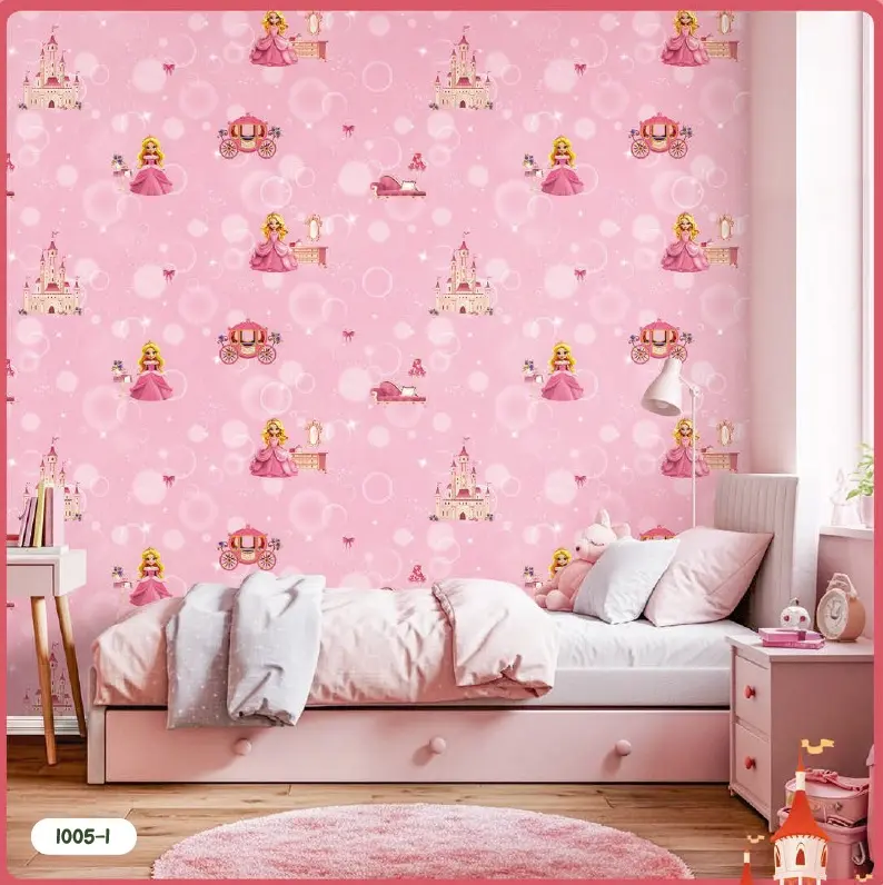 Pink princess wallpaper for girls bedroom in Dubai
