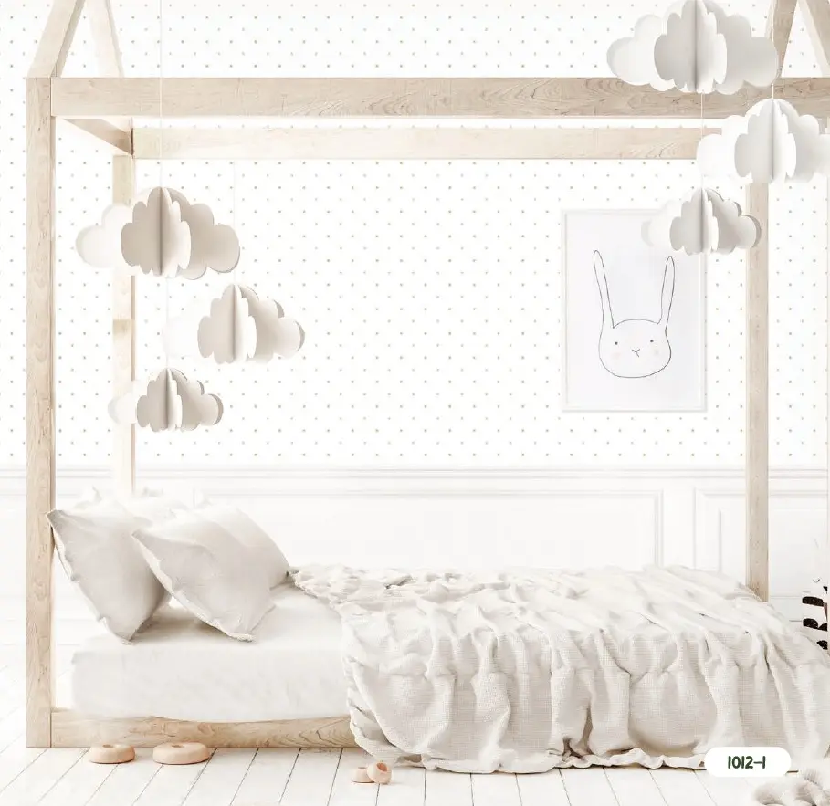 Nursery wallpaper Dubai with soft white dot design for a baby room
